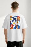 Oversized T-Shirt σε Λευκό Χρώμα, Bold Floral Abstract