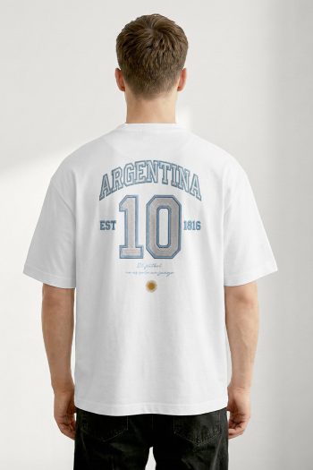Oversized T-Shirt σε Λευκό Χρώμα, Argentina Ten Jersey