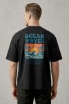 Oversized T-Shirt σε Μαύρο Χρώμα, Ocean Waves Beach Poster