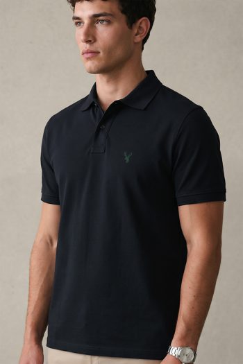 Ανδρικό Polo Μπλουζάκι σε Μπλε Χρώμα, Green Deer Emblem