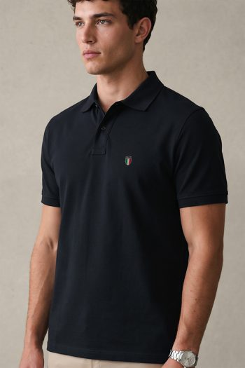Casual Ανδρικό Polo σε Μπλε Χρώμα, Italia Shield Patch