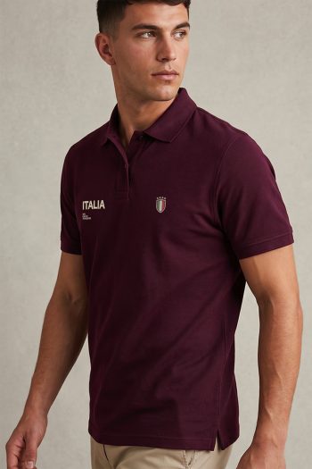 Ανδρικό Premium Polo σε Μπορντώ Χρώμα, Italia Left Chest