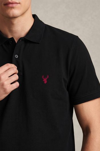 Ανδρικό Polo Μπλουζάκι σε Μαύρο Χρώμα, Red Deer Emblem