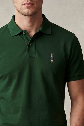 Polo Κοντομάνικο σε Πράσινο Χρώμα, Classic Bunny Icon
