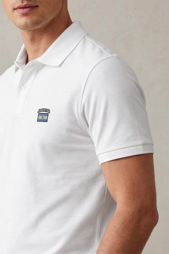 Casual Ανδρικό Polo σε Λευκό Χρώμα, Blue Argentina Flag