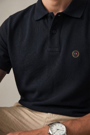 Ανδρικό Polo Μπλουζάκι σε Μπλε Χρώμα, Round Heritage UK Badge