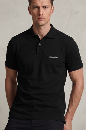 Ανδρική Μπλούζα Polo σε Μαύρο Χρώμα, White United Script