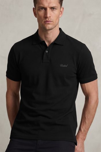 Ανδρικό Premium Polo σε Μαύρο Χρώμα, Small United Script