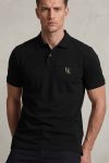 Polo Κοντομάνικο σε Μαύρο Χρώμα, Gold UK Monogram