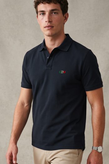 Ανδρικό Κοντομάνικο Polo σε Μπλε Χρώμα, Italia Mini Flag