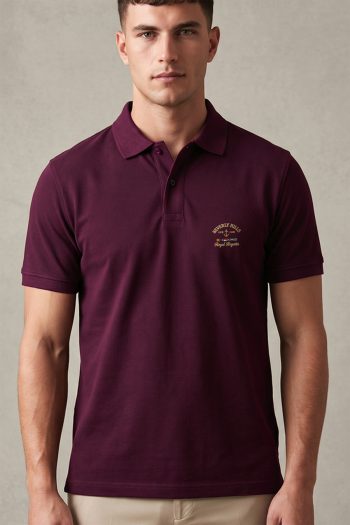 Ανδρικό Κοντομάνικο Polo σε Μπορντώ Χρώμα, Royal Club Label