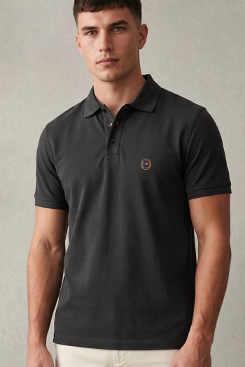 Ανδρικό Polo Μπλουζάκι σε Iron Grey Χρώμα, Round Heritage UK Badge