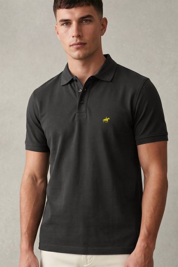 Ανδρική Μπλούζα Polo σε Iron Grey Χρώμα, Yellow Rider Icon
