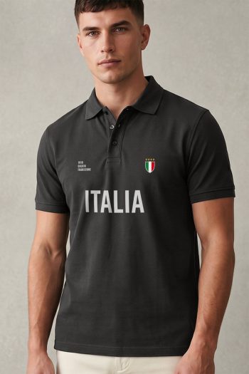 Ανδρικό Κοντομάνικο Polo σε Iron Grey Χρώμα, Italia Big