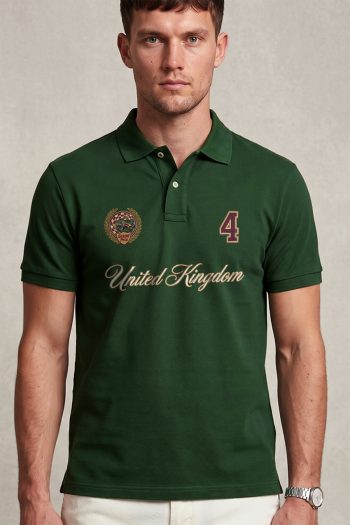Polo Κοντομάνικο σε Πράσινο Χρώμα, United Kingdom Crest