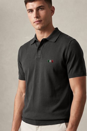 Polo Ανδρικό σε Iron Grey Χρώμα, Italia Flag Word