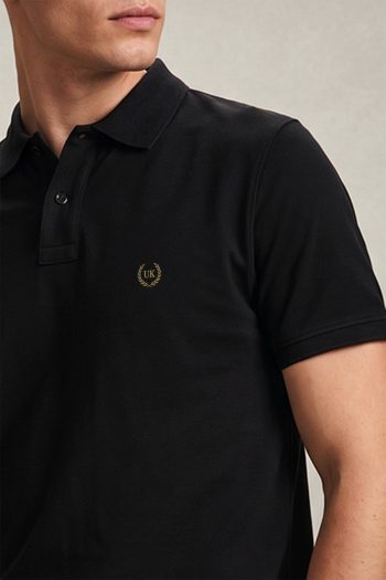 Ανδρικό Κοντομάνικο Polo σε Μαύρο Χρώμα, Gold Laurel Circle