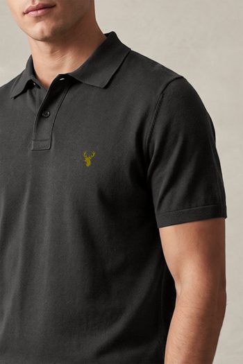 Ανδρικό Polo Μπλουζάκι σε Iron Grey Χρώμα, Gold Deer Emblem