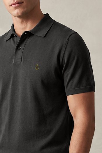 Ανδρική Μπλούζα Polo σε Iron Grey Χρώμα, Gold Anchor Icon