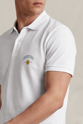 Ανδρικό Premium Polo σε Λευκό Χρώμα, Argentina Sun Crest