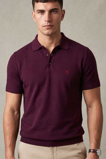 Ανδρικό Polo Μπλουζάκι σε Μπορντώ Χρώμα, Red Tennis Serve Player