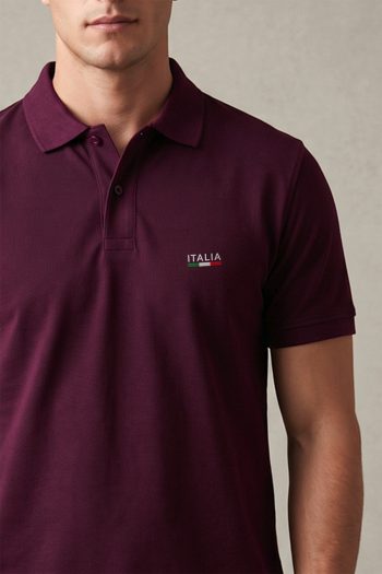 Casual Ανδρικό Polo σε Μπορντώ Χρώμα, Italia Green Script