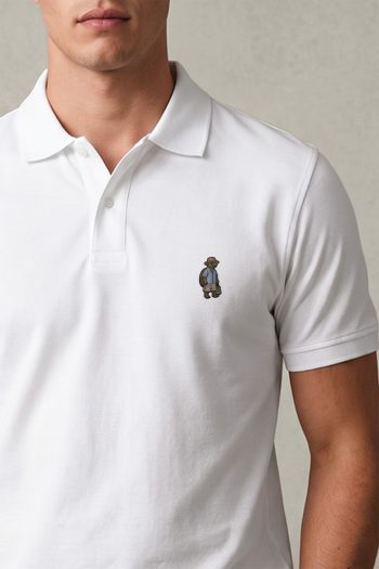 Polo Κοντομάνικο σε Λευκό Χρώμα, Small Badger Character