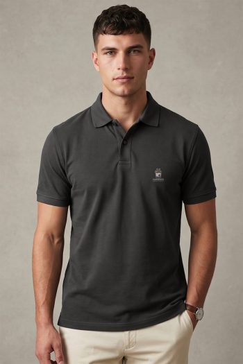 Ανδρικό Premium Polo σε Iron Grey Χρώμα, Royal Old Fashioned Badge