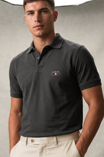 Ανδρική Μπλούζα Polo σε Iron Grey Χρώμα, Paris City Label