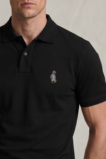 Polo Κοντομάνικο σε Μαύρο Χρώμα, Small Badger Character