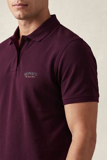 Ανδρικό Premium Polo σε Μπορντώ Χρώμα, Monaco Royal Script