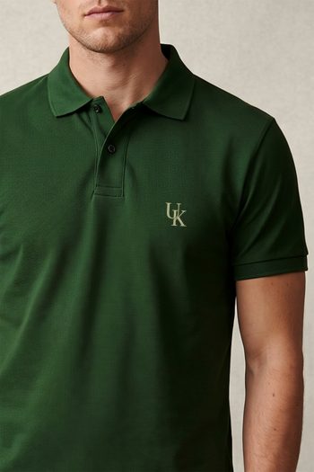 Polo Κοντομάνικο σε Πράσινο Χρώμα, Gold UK Monogram