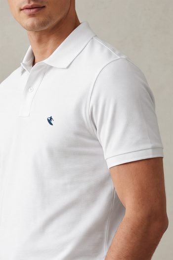 Ανδρικό Premium Polo σε Λευκό Χρώμα, Blue Surf Mark
