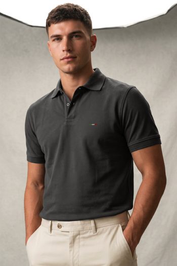 Ανδρική Μπλούζα Polo σε Iron Grey Χρώμα, Tiny Italia Flag