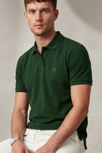 Ανδρική Μπλούζα Polo σε Πράσινο Χρώμα, Cactus Desert Icon