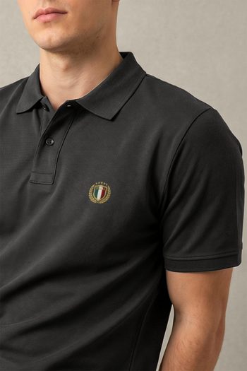 Ανδρικό Κοντομάνικο Polo σε Iron Grey Χρώμα, Round Club Crest