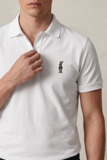 Polo Κοντομάνικο σε Λευκό Χρώμα, Classic Bunny Icon