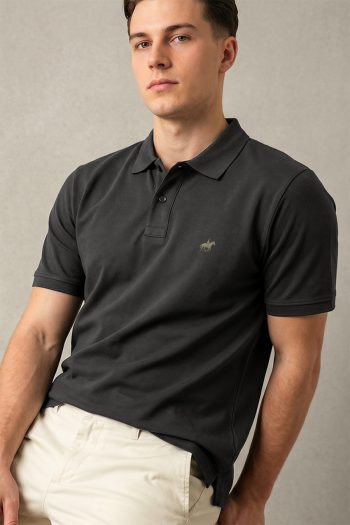 Ανδρική Μπλούζα Polo σε Iron Grey Χρώμα, Gold Rider Icon
