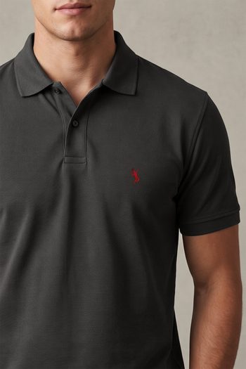 Ανδρικό Polo Μπλουζάκι σε Iron Grey Χρώμα, Red Tennis Serve Player