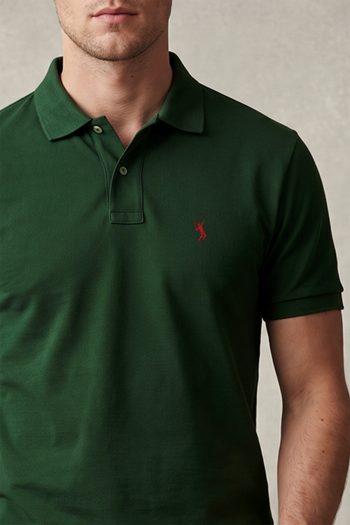 Ανδρικό Polo Μπλουζάκι σε Πράσινο Χρώμα, Red Tennis Serve Player