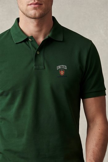 Ανδρικό Κοντομάνικο Polo σε Πράσινο Χρώμα, United Shield Badge