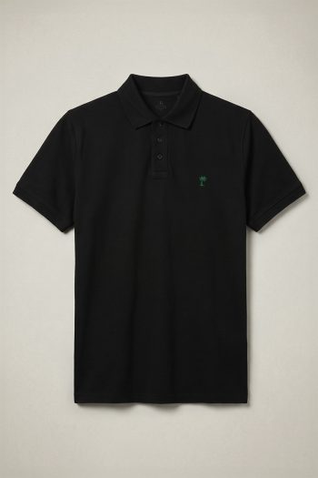 Ανδρικό Polo Μπλουζάκι σε Μαύρο Χρώμα, Green Palm Icon