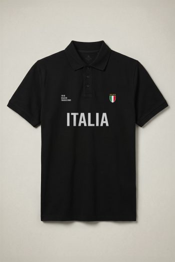 Ανδρικό Κοντομάνικο Polo σε Μαύρο Χρώμα, Italia Big