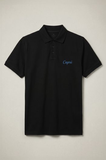 Ανδρικό Premium Polo σε Μαύρο Χρώμα, Capri Blue Script