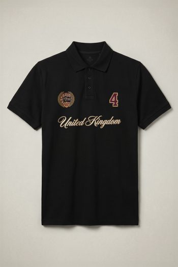 Polo Κοντομάνικο σε Μαύρο Χρώμα, United Kingdom Crest