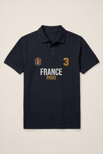 Polo Κοντομάνικο σε Μπλε Χρώμα, France Paris Varsity