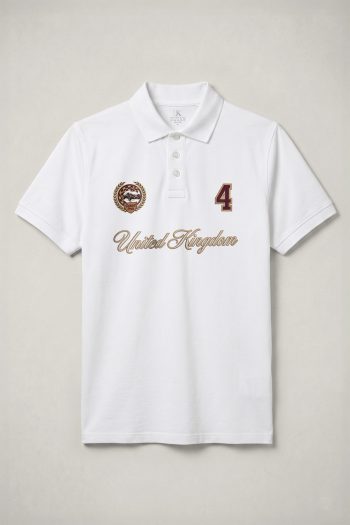 Polo Κοντομάνικο σε Λευκό Χρώμα, United Kingdom Crest