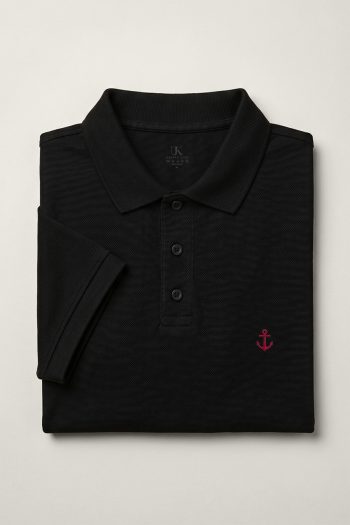 Ανδρική Μπλούζα Polo σε Μαύρο Χρώμα, Red Anchor Icon