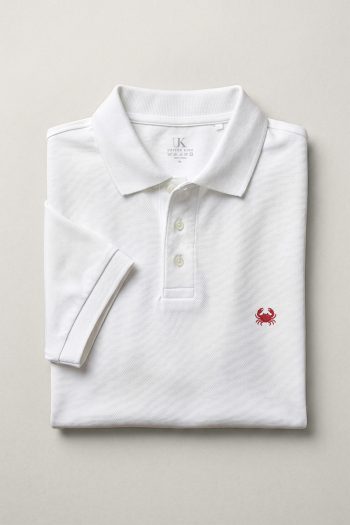 Polo Ανδρικό σε Λευκό Χρώμα, Red Crab Icon