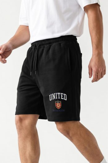 Ανδρικό Σορτς Regular Fit σε Μαύρο Χρώμα, United Shield Varsity